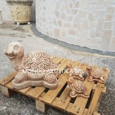FAMIGLIA TARTARUGA TESTUGGINE STATUA DA ESTERNO PER GIARDINO IN CEMENTO MARMO 