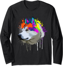 Splash Art Alaskan Malamute Cane Regalo Cani Maglia a Manica