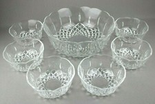 Centrotavola in Vetro Cristallo SET Macedonia 6 Coppette Vintage MOLATO Frutta