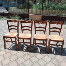 ? SET DI 4 SEDIE IMPAGLIATE A MANO LEGNO MASSELLO FAGGIO - MADE IN ITALY