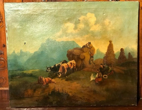 Antico quadro olio tela - -olio,
