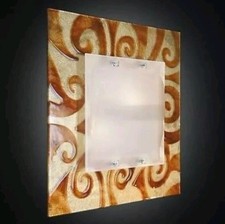 Plafoniera vetro di Murano oro Antico Bianca Quadrata Applique Classica 2 LUCI