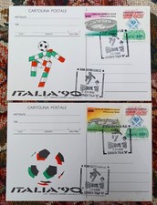 ITALIA 90 2 CARTOLINE CON ANNULLI CALCIOFIL 90 RARISSIME
