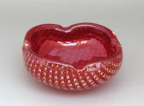 Posacenere murano rosso con - murano,