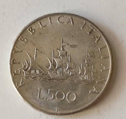 Moneta argento 500 - lire, con