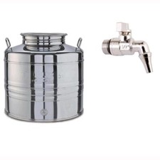 Bidone Fusto In Acciaio Inox per Olio 15/30/50 Litri con Rubinetto