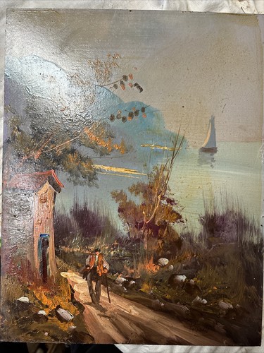 Dipinto olio cartone - su,