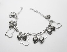 Bracciale in Argento 925 rodiato con Ciondoli a forma di Cuore