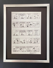 CHARLES SCHULZ, cartone animato vintage 1968 Peanuts SNOOPY firmato con cornice nuova