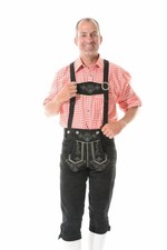 NUOVO autentico Oktoberfest bavarese pantaloni di pelle BLACK FOREST GERMAN pantaloni di pelle