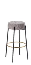 Sgabello da Bar Cucina in Tessuto e Struttura in Ferro Boucle Grigio 77,5 cm