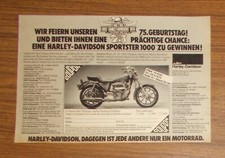 Rara Pubblicità 75 anni HARLEY-DAVIDSON - SPORTSTER 1000 Concorso 1978