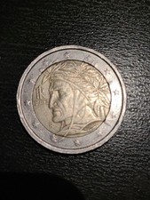Moneta da 2 euro Dante Alighieri 2002 RARA con Errori Conio