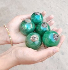 Antico Kugel Verde Menta Vetro Sfera Rotondo Natale Ornamento Germania 5Pcs 0000