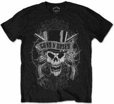 T-shirt ufficiale Guns N Roses teschio sbiadito nero classico rock band uomo maglietta slash