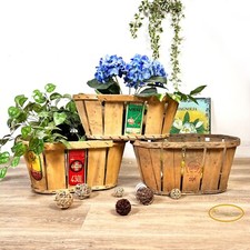 Cesta portalegna cestino in legno antico vintage porta fiori biancheria shabby b