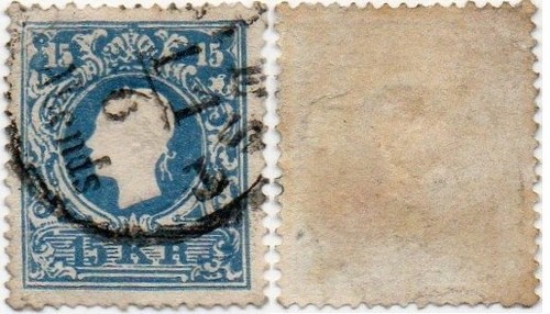 Austria 1858 kr blu - 5, tipo