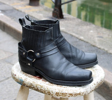 Stivali pelle basso texano biker moto vintage numero 43 Kentucky's western