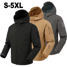 Giacca impermeabile tattica SoftShell invernale da uomo con cappuccio