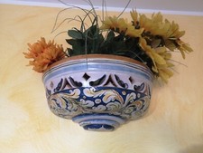 Elegante Fioriera Gerla Ornato Barocco Blu-Ceramica Artistica di Caltagirone(CT)