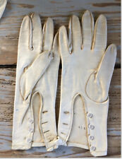 Antiquariato 1890 GUANTI Lunghi Donna  In Pelle Chiara  Capretto 2/3