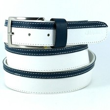 Cintura in Pelle Bianco Blu