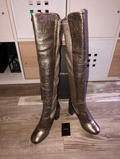 bottes cuir argent métalisé
