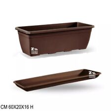 VASO BALCONIERA FIORIERA CASSETTA NAXOS BRONZO IN PLASTICA 60 CM CON SOTTOVASO