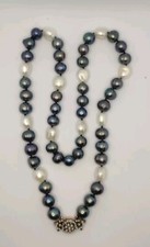 Collana Di Perle Barocche Di Acqua Dolce Bianche E Nere/Pavone 