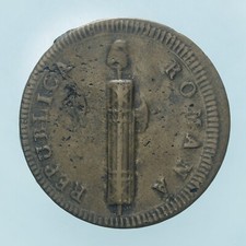 I° REPUBBLICA ROMANA 2 BAIOCCHI SENZA DATA ROMA RAME COIN MONETE DA COLLEZIONE