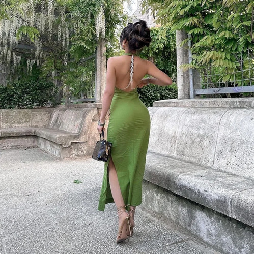 Zara green linen blend halter - zara,