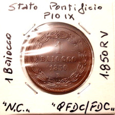 STATO PONTIFICIO - 1 BAIOCCO 1850 R V -  PIO IX