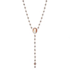 Collana Rosario Cameo Italiano Placcato Oro 18K "Sacro" Cammeo e Quarzo Fumè