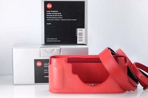 Leica half case strap - leica, red