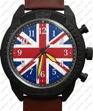 Union Jack Bandiera Regno Unito Stile Militare Cinturino IN Pelle Orologio da