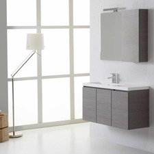 Kiamami Valentina Mobile bagno sospeso 90cm 3 ante, lavabo decentrato a sinistra