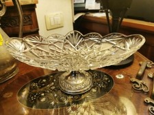 grande jatta centrotavola in argento 800 e cristallo