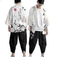 Cappotto kimono uomo gru