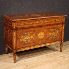 Cassettone italiano intarsiato comò stile antico Luigi XVI XX secolo credenza