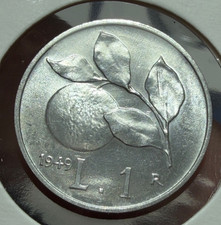 1 Lira ARANCIA 1949 PERIZIATA