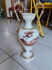 Vaso In ceramica porcellana 1900 Paesaggio, Casa Sul Lago Mare Alberi