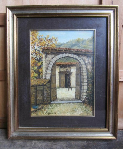 Quadro olio paesaggio - olio, borgo
