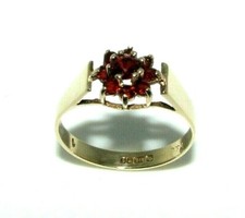 Anello Da Donna In Oro Giallo 9 Ct Con Pietra Di Granato Taglia N