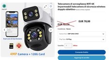 Telecamera di sorveglianza WiFi 4K 8MP, doppio obiettivo, Zoom digitale 4X-128Mb