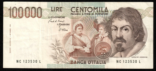 100000 lire caravaggio - lire,