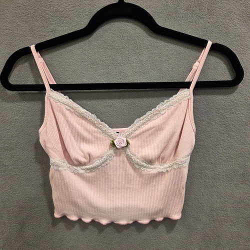 Y2k ribbed pink crop camisole - y2k,