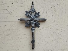 ANTICO XIX sec CROCIFISSO CAPO-LETTO IN ARGENTO BUON IMPATTO VISIVO RESTAURARE