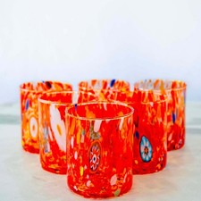 Set 6 Bicchieri in Vetro di Murano Fatti a Mano Artigianali 350 ml Tower MurArt