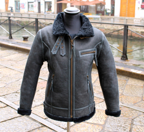 Giubbotto pelle bomber montone