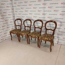 Sedie in Stile Luigi Filippo Legno Massello Set 4 Sedie Tessuto Italia XX Secolo